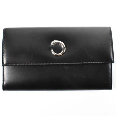 Lot 536 - CARTIER PANTHERE BLACK LEATHER WALLET