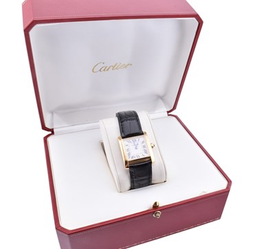 Lot 10 - 18CT GOLD CARTIER TANK FRANCAISE LADY'S WRISTWATCH