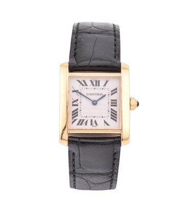 Lot 10 - 18CT GOLD CARTIER TANK FRANCAISE LADY'S WRISTWATCH