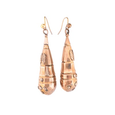 Lot 218 - PAIR OF 19TH CENTURY PENDANT DROP EARRINGS