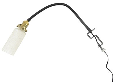 Lot 394 - AMERICAN 20TH CENTURY GLASS & METAL INDUSTRIAL DESK MOUNT LAMP