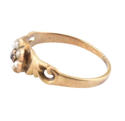 Lot 82 - 19TH CENTRUY PEARL & RUBY CLUSTER RING