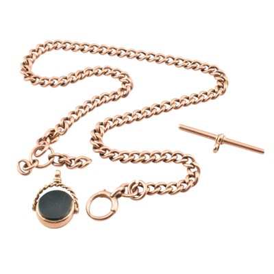 Lot 95 - EARLY 20TH CENTURY GOLD WATCH CHAIN & FOB