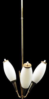 Lot 595 - ITALIAN RETRO MID CENTURY 1950S THREE-ARM CEILING PENDANT LIGHT