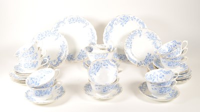 Lot 47 - EARLY 20TH CENTURY TUSCAN CHINA ENGLAND BLUE AND WHITE FLORAL TEA SERVICE