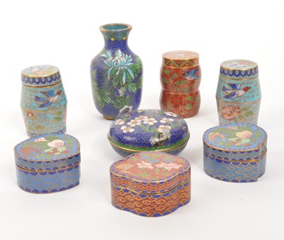 Lot 381 - COLLECTION OF VINTAGE CLOISONNE TRINKET POTS