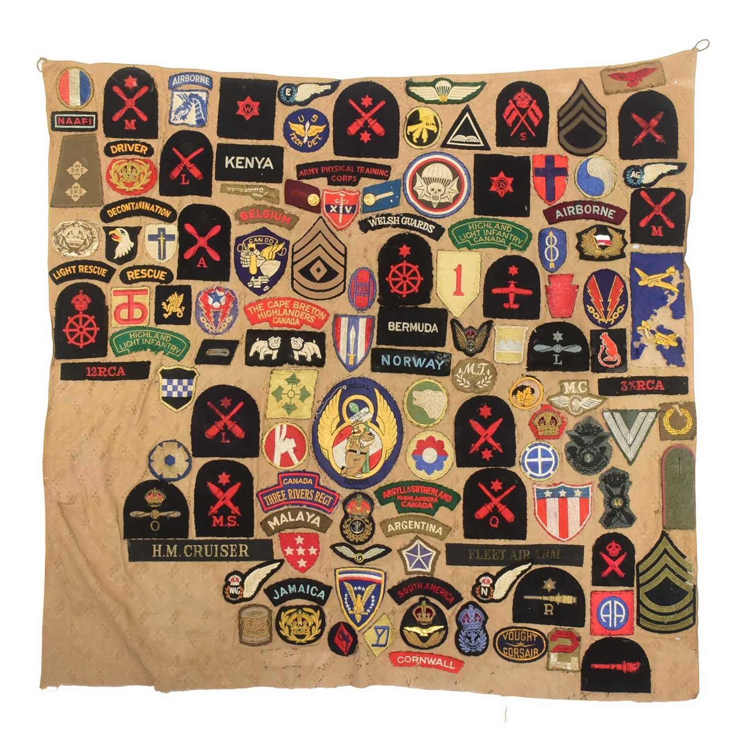 Lot 10 - WWII SECOND WORLD WAR MILITARY PATCH BLANKET