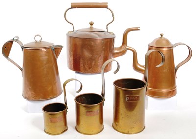 Lot 345 - COLLECTION OF VINTAGE 20TH CENTURY COPPER JUGS / KETTLES