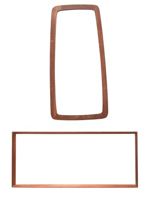 Lot 463 - TWO VINTAGE MID CENTURY TEAK FRAMED DRESSING WALL MIRRORS