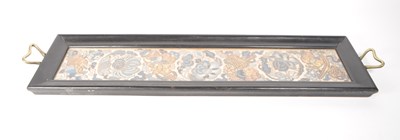 Lot 202 - 19TH CENTURY CHINESE TWIN HANDLED WOODEN AND GLAZED TRAY