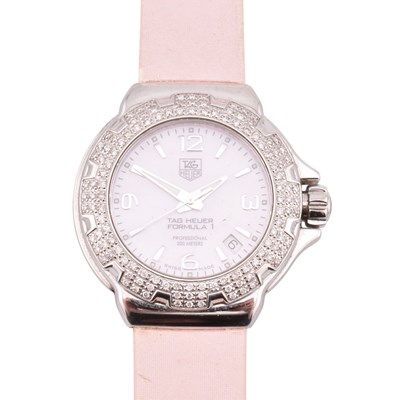 Lot 51 - PINK TAG HEUR FORMULA 1 DIAMOND SET WRISTWATCH