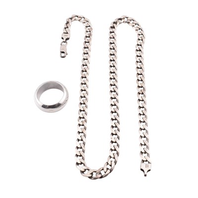Lot 257 - SILVER NECKLACE & RING