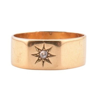 Lot 35 - 1920S HALLMARKED 18CT GOLD & DIAMOND BAND RING