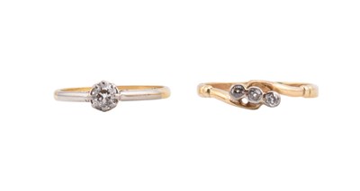 Lot 127 - TWO 18CT GOLD & DIAMOND RINGS