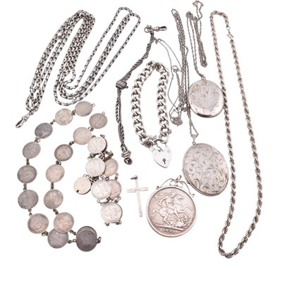 Lot 299 - A COLLECTION OF SILVER & WHITE METAL JEWELLERY