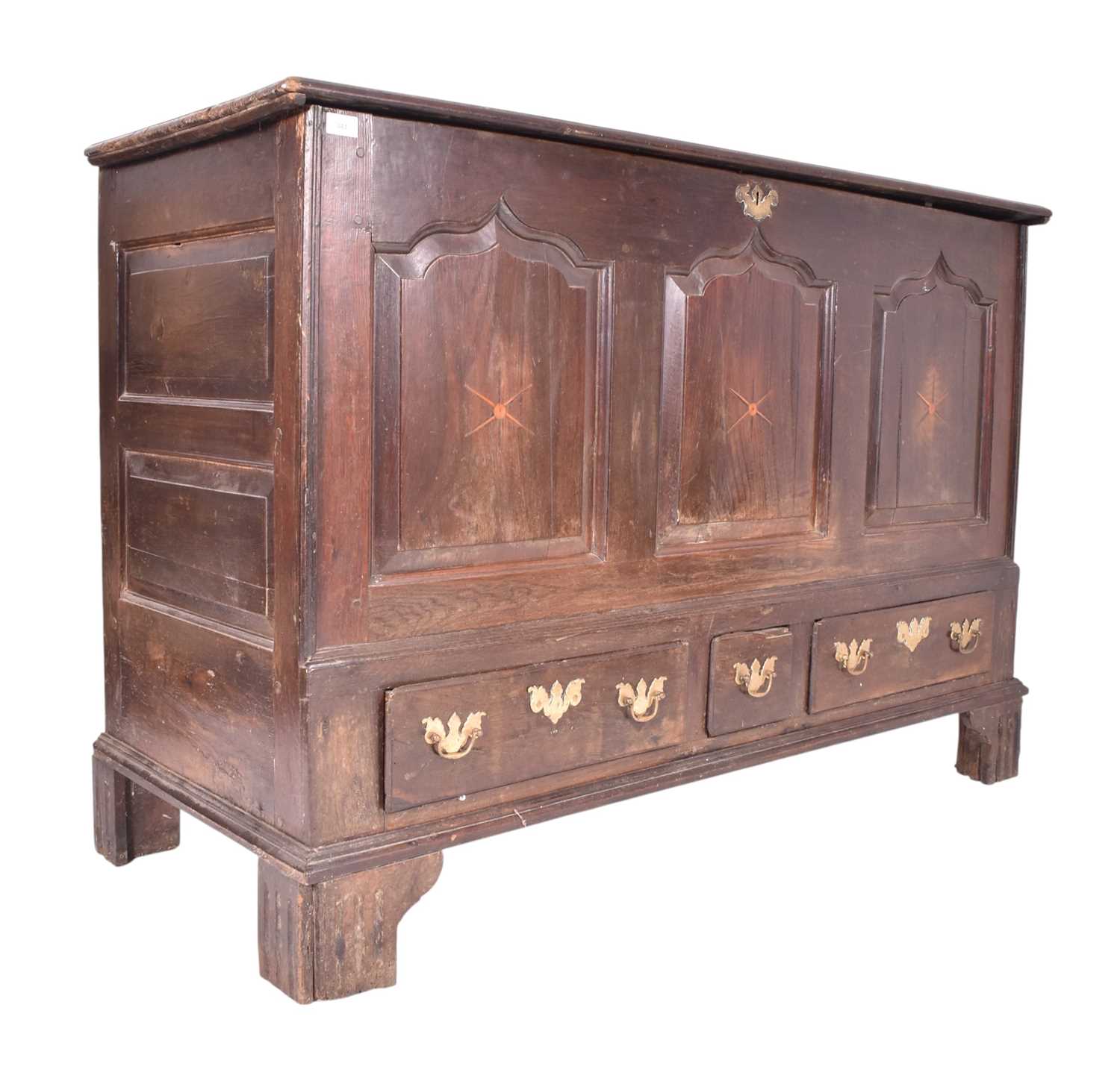 Lot 957 - LARGE 17TH CENTURY OAK MULE CHEST COFFER