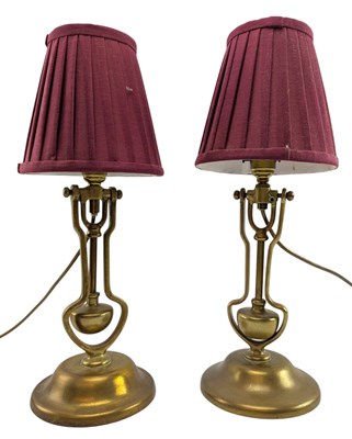 Lot 299 - BENSON MANNER - PAIR OF EARLY 20TH CENTURY BRASS GIMBAL LAMPS