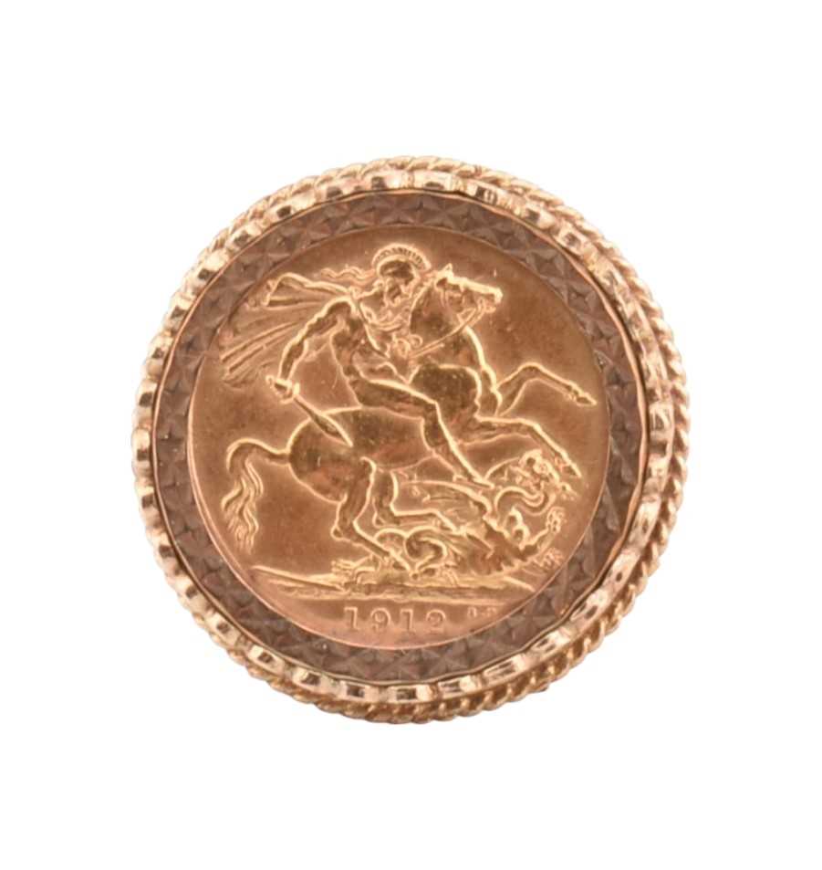 Lot 86 - HALLMARKED 9CT GOLD MOUNTED 1912 FULL SOVEREIGN RING