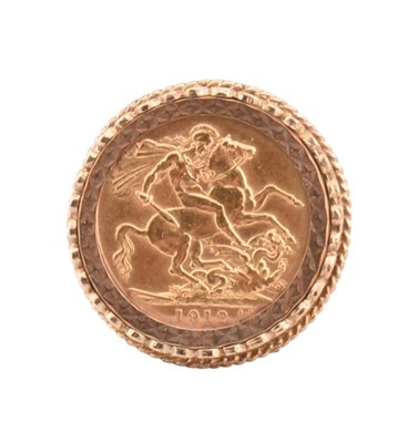 Lot 86 - HALLMARKED 9CT GOLD MOUNTED 1912 FULL SOVEREIGN RING