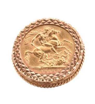 Lot 86 - HALLMARKED 9CT GOLD MOUNTED 1912 FULL SOVEREIGN RING