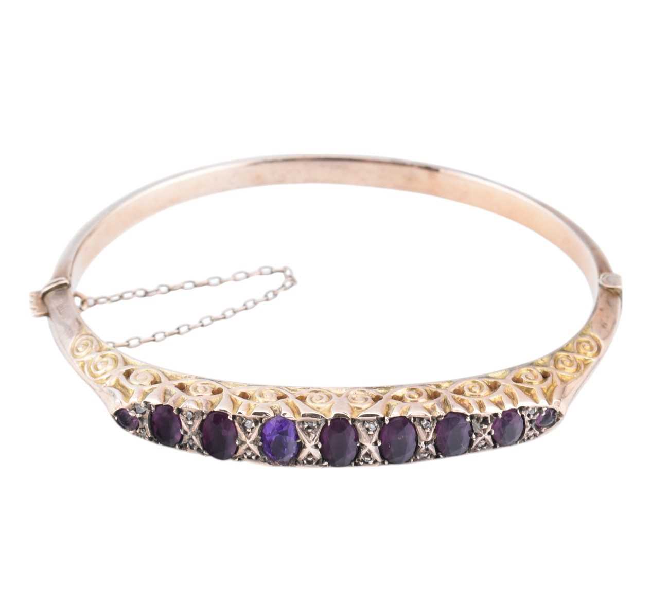 Lot 77 - EDWARDIAN HALLMARKED GEM SET BANGLE