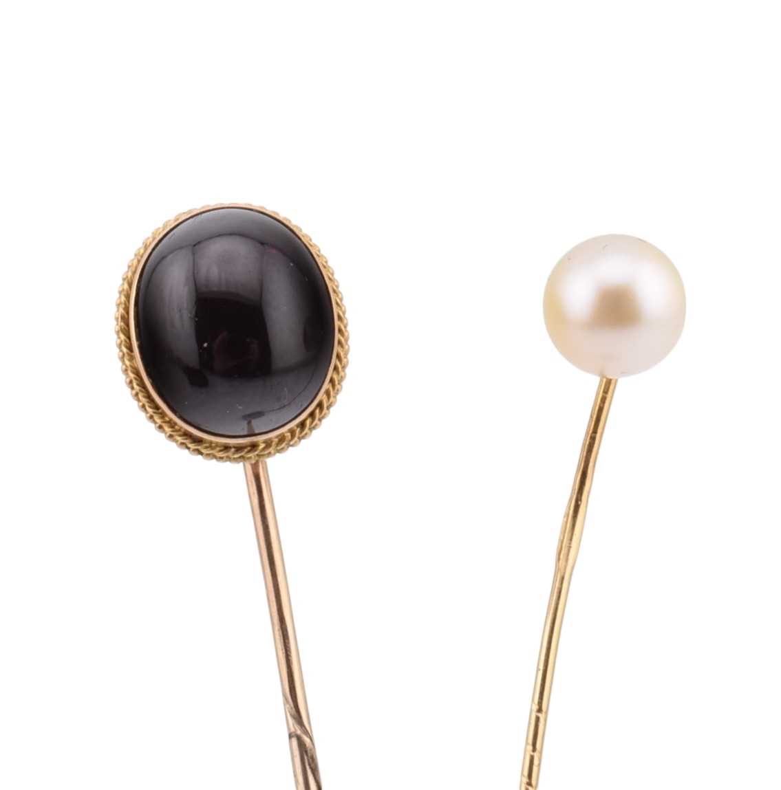 Lot 96 - TWO GOLD & GEM SET STICK PINS