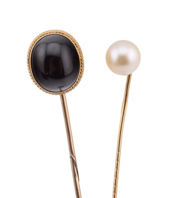 Lot 96 - TWO GOLD & GEM SET STICK PINS