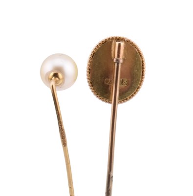 Lot 96 - TWO GOLD & GEM SET STICK PINS