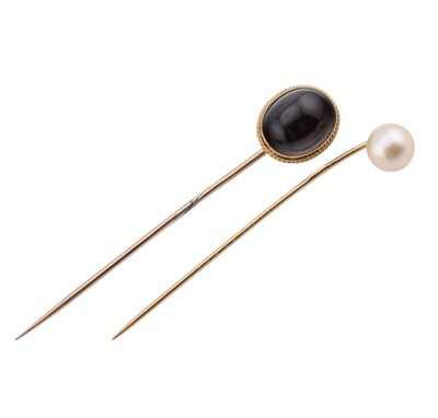 Lot 96 - TWO GOLD & GEM SET STICK PINS