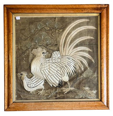 Lot 330 - JAPANESE LATE 18TH / EARLY 19TH CENTURY SILK THREAD WALL TAPESTRY