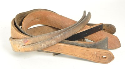 Lot 216 - COLLECTION OF 19TH / 20TH CENTURY LEATHER TAWSE SCHOOL BELTS