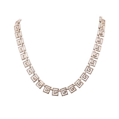 Lot 337 - SILVER 925 GREEK KEY LINK NECKLACE CHAIN