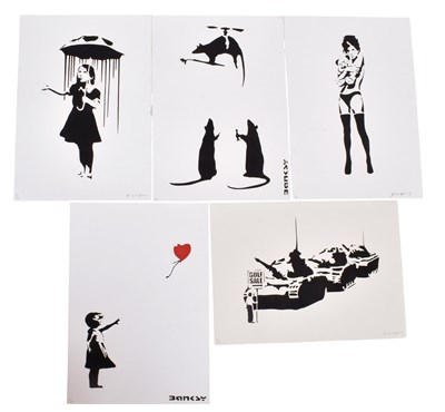 Lot 22 - DAVID HUDSON (BRITISH) AFTER BANKSY - FIVE STENCILS