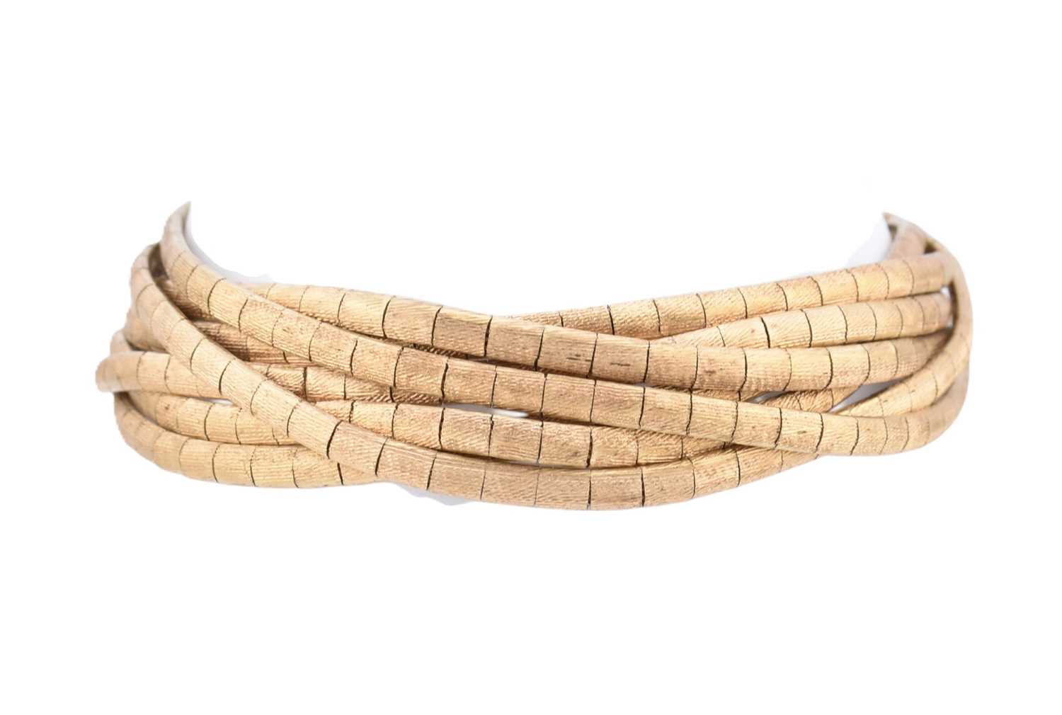 Lot 11 - 1950S 14CT GOLD SEVEN STRING BRACELET