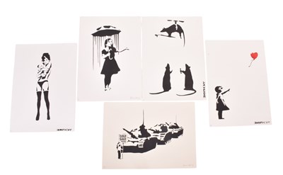 Lot 68 - DAVID HUDSON (BRITISH) AFTER BANKSY - FIVE STENCILS