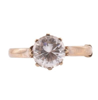 Lot 324 - HALLMARKED 9CT GOLD A& SINGLE STONE CZ RING