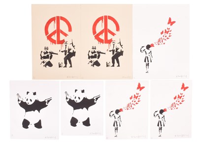 Lot 119 - DAVID HUDSON (BRITISH) AFTER BANKSY - SEVEN STENCILS