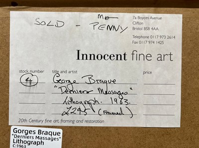 Lot 66 - AFTER GEORGES BRAQUE - DERNIERS MESSAGES - 1963 / 1967