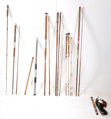 Lot 220 - COLLECTION OF VINTAGE MID CENTURY FISHING RODS / FLY FISHING RODS