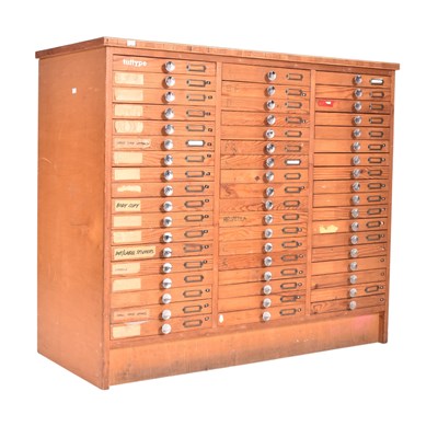 Lot 337 - LARGE MID CENTURY INDUSTRIAL / PRINTMAKER'S CHEST OF DRAWERS