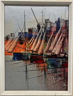 Lot 93 - MAGGI (BRITISH) - UNTITLED DOCK SCENE