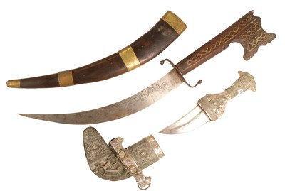 Lot 167 - ALGERIAN FLYSSA SWORD & ARABIAN JAMBIYA DAGGER