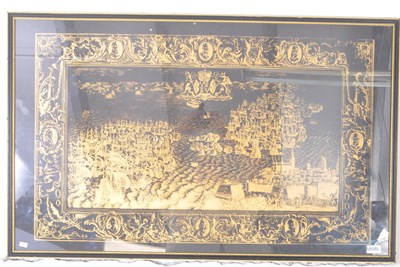 Lot 967 - EARLY 20TH CENTURY GILT PAINTED ON BLACK PAPER BATTLE OF THE NILE