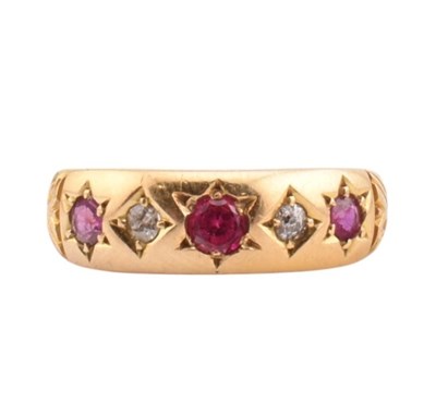 Lot 214 - VICTORIAN RUBY & DIAMOND RING