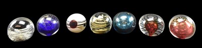 Lot 267 - IESTYN DAVIES - COLLECTION OF SEVEN STUDIO ART GLASS DUMP PAPERWEIGHTS