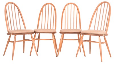 Lot 420 - ERCOL - QUAKER 365 - FOUR MID CENTURY 1960S BEECH & ELM CHAIRS