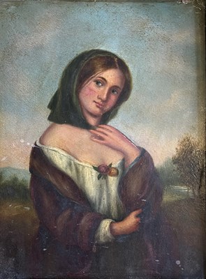 Lot 373 - ITALIAN SCHOOL 19TH CENTURY OIL ON BOARD PORTRAIT PAINTING