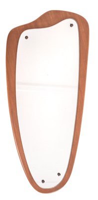 Lot 416 - MID CENTURY TEAK-FRAMED ASYMMETRIC MIRROR