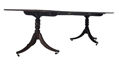Lot 420 - GEORGE III MAHOGANY TWIN PEDESTAL DINING TABLE