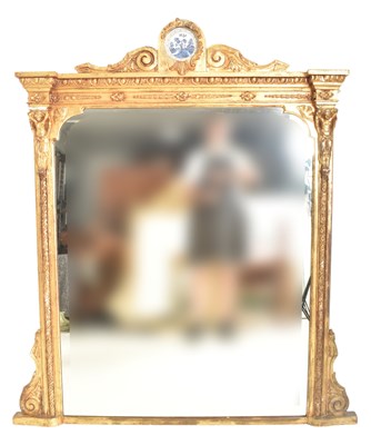 Lot 318 - NEOCLASSICAL STYLE 19TH CENTURY GILTWOOD & GESSO OVERMANTEL MIRROR
